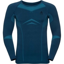 Odlo SUW Men's Top LCrew Neck Performance Evolution Warm modrý tyrkysový