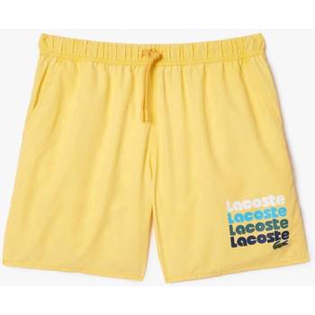 Lacoste Mid Length Washed Effect Swim Trunks - Yellow
