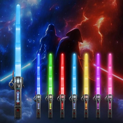 CE Světelný meč LED RGB laserový hračka se zvukem, teleskopický, 68 cm