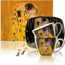 HOME ELEMENTS Porcelánová šálka a podšálka Klimt Bozk tmavý 2 x 250 ml