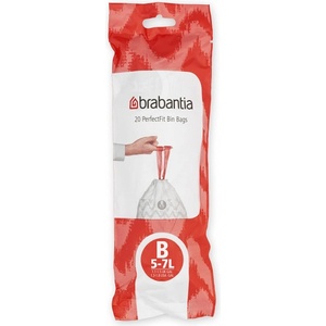 Brabantia Торбички за кош Brabantia PerfectFit Slide/Paper Bin 647034, Размер B, 5-7 л, 20 броя, Бял (647034)