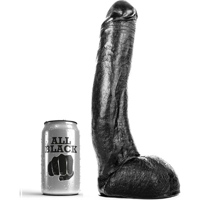 Реалистично черно дилдо с тестиси, 27см. - All Black Dildo (D-222812)
