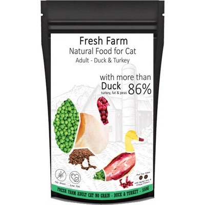 Fresh Farm No Grain Adult Cat Kačica a morka 550 g
