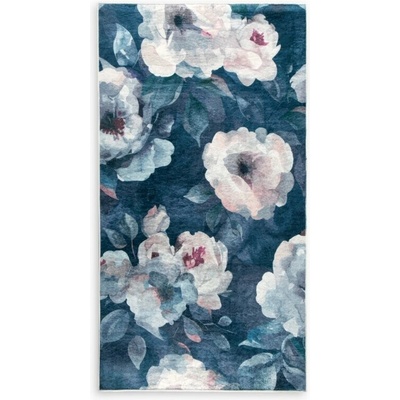 Takoy Koberec 80x140 cm tmavě modrý, pudrový s motivem květu růže LOTUS 5-HF-490000 | 80 x 140 cm