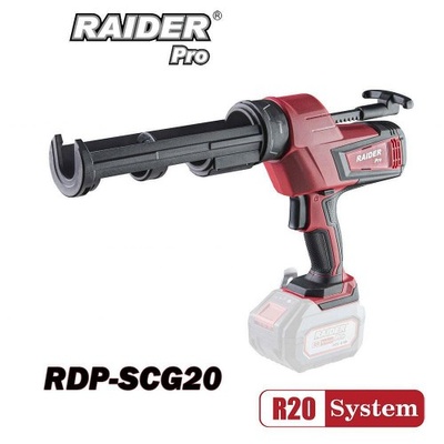 RAIDER Professional Aкумулаторен пистолет за силикон, 20V, R20 System, 310мл. , 4500N, RAIDER RDP-SCG20