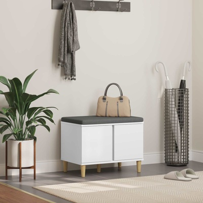 vidaXL Пейка за коридор Бял 60 x 38 x 46 см Композитно дърво и текстил (891520)