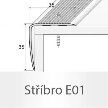 Profil Team Schodová hrana stříbro E01 1,2 m 35x35mm
