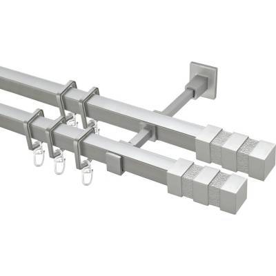 OK-GarnýžeCZ Garnýž kovová hranatá dvouřadá 20x20mm Verona double satina 330 cm do stropu / na tunýlek - bez kroužků