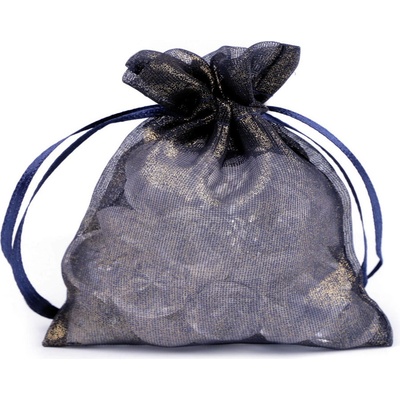 Dárkový pytlík s kovovým leskem 8x10,5 cm organza shine - modrá kobaltová (10 ks)