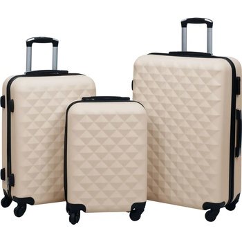 vidaXL Комплект твърди куфари с колелца, 3 бр, златист, ABS (92416)