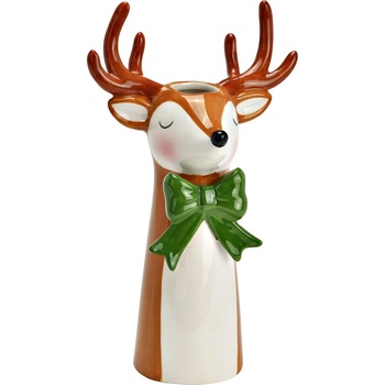 WURM Керамична ваза елен, кафяво и зелено, 14х10х24см (1697)