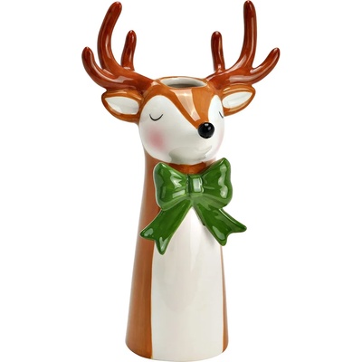 WURM Керамична ваза елен, кафяво и зелено, 14х10х24см (1697)