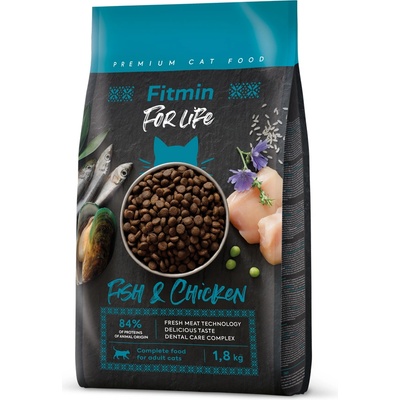 Dibaq Fitmin For Life Риба и пилешко храна за котки 1, 8 kg