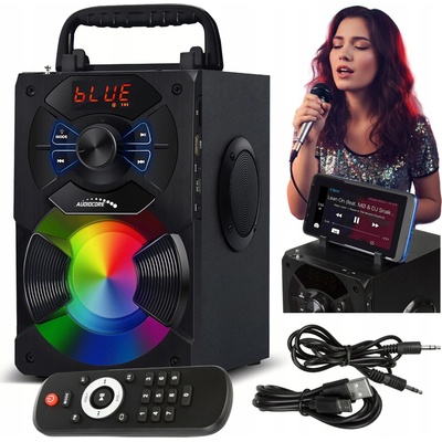 Přenosný Audiocore AC730 rádio SD MMC aux in USB osvětlení dálkové ovládání teleskopická anténa připojení mikrofonu – Zboží Dáma