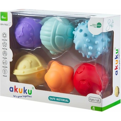 Akuku Vzdělávací edukační barevné míčky 6 ks