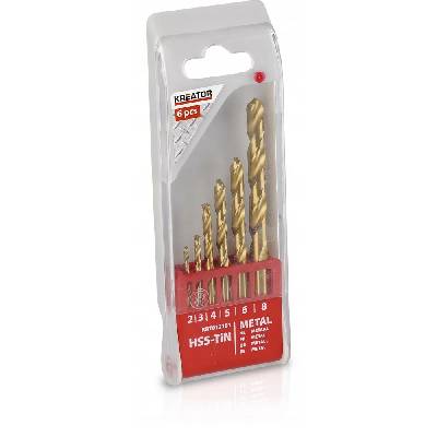 Kreator KRT012101 - 6 ks HSS Vrtákov do kovu TIN 2-3-4-5-6-8 mm