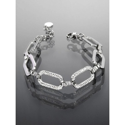 Prosperk náramek očka z chirurgické oceli s krystalky stříbrná S2757