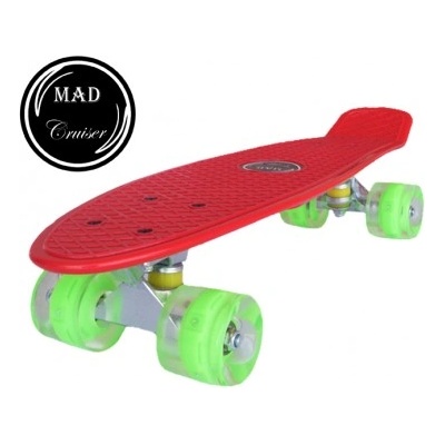 Sportmann Червен скейтборд Penny Mad Cruiser с LED колела ABEC 7