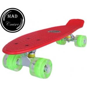 Sportmann Червен скейтборд Penny Mad Cruiser с LED колела ABEC 7