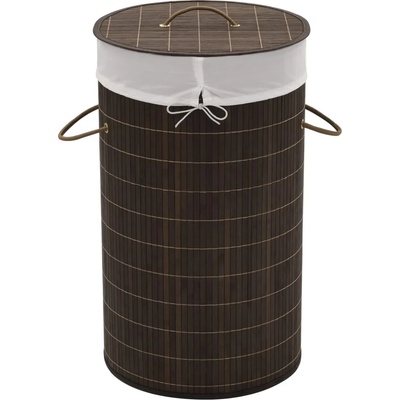vidaXL Бамбуков кош за пране, кръгъл, тъмнокафяв (242724)