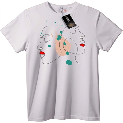 NOONEBRAND Тениска Абстрактни лица - S, White