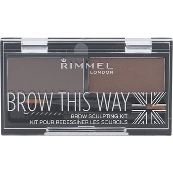 Rimmel London Brow This Way Scuplting Kit očné tiene Pro dokonalé obočie 2 Medium Brown 2,4 g