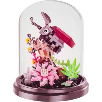 Mikro trading Stavebnice hmyz s květinou 253-281ks Růžová