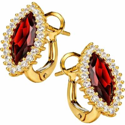 Zlaton Náušnice žluté zlato visací s granátem osazené zirkony 1.45cm 3.7g O28052505763