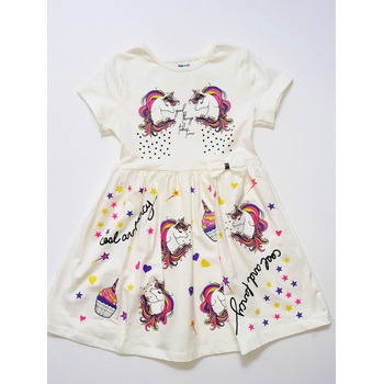 Myrat Baby Детска рокля с еднорог, бяла