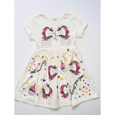 Myrat Baby Детска рокля с еднорог, бяла