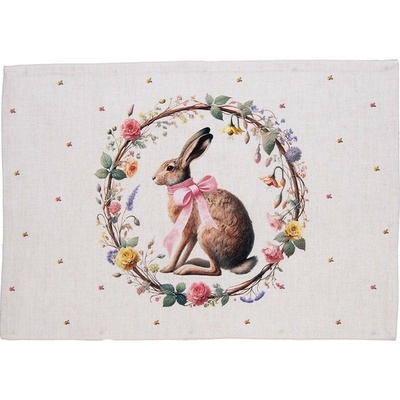 Clayre & Eef 6ks prostírání zajíc s květy Easter Whispers Collection 48x35 cm