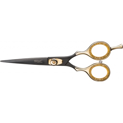 Eurostil 04499 Matt Black/Gold Scissors Razor Edge - nožnice na klasický strih, 5,5"