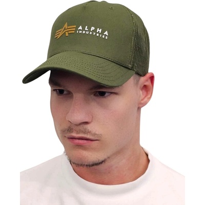 Alpha Industries Alpha Label Trucker Cap dark olive zelená