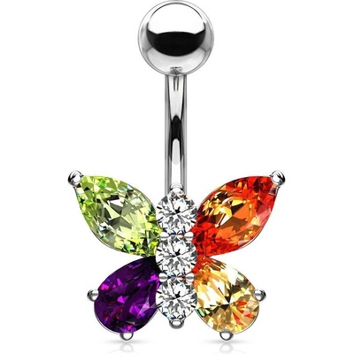Šperky4U piercing do pupíku motýlek WP01011-AB