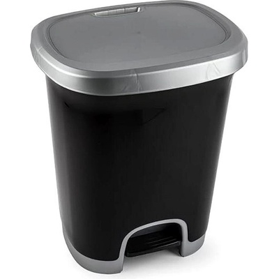 Plastic Forte COLOR Kôš na odpad 27 l ČIERNO-STRIEBORNÝ bez vložky s pedálom