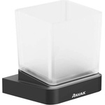 Ravak 10° - Чаша за четки и паста с държач, черна/стъкло X07P557 (X07P557)