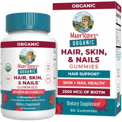 Mary Ruth's Bio Hair, Skin, & Nail Gummies jahodové 60 ks