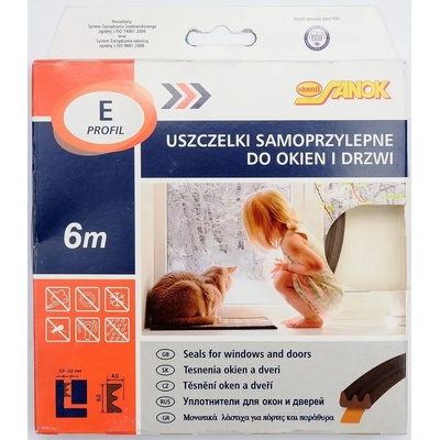 Vorel TO-76760 Těsnění do oken a dveří samolepící 9 x4 mm TYP E 6 m hnědé – Zboží Mobilmania