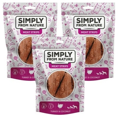 SIMPLY FROM NATURE Meat Strips Morčacie stripsy s kokosom pre psov 3x 80 g