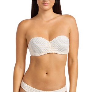 Seafolly Дамско бикини горнище Seafolly Women's Mesh Effect Bustier Bandeau Bikini top - Ecru - размер 42 (EU) (150-4259-0816)