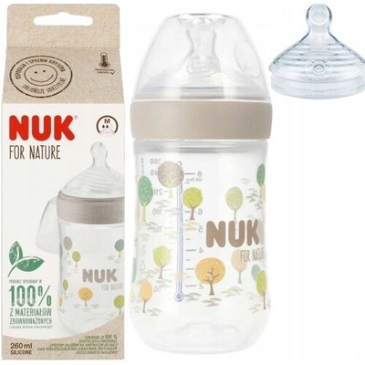 Nuk for Nature fľaša s kontrolou teploty hnedá 260 ml
