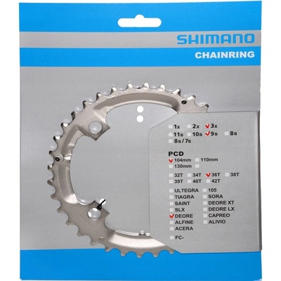 Převodník klik Shimano Deore FC-M590 / M532 36 zubů stříbrný