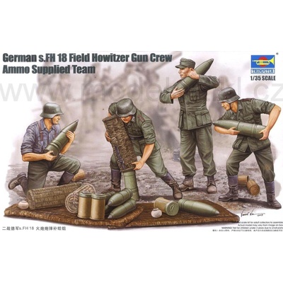 Trumpeter slepovací model German s.FH18 Field Howitzer Gun Crew Ammo Supplied Team 1:35