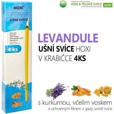 HOXI Ušní svíce s LEVANDULÍ v krabičce 4 ks