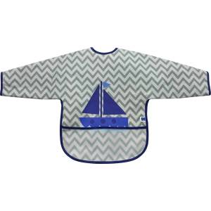 Kikkaboo Непромокаем лигавник с ръкави и джоб Kikkaboo - Boat, Grey (31303030022)