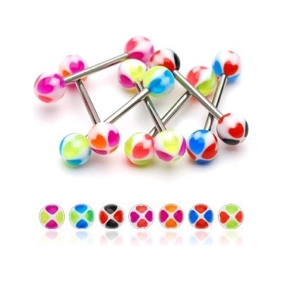 Šperky eshop piercing do jazyka srdíčka W41.13 Černá Červená