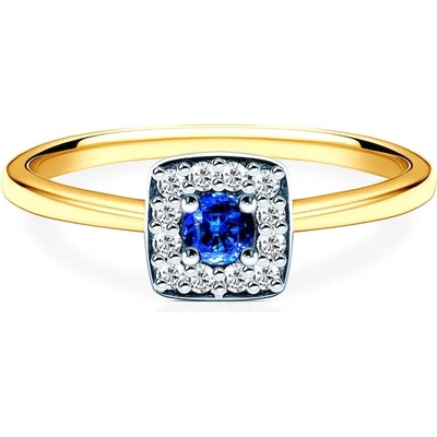 SAVICKI Годежен пръстен Savicki: двуцветно злато, син сапфир, диаманти