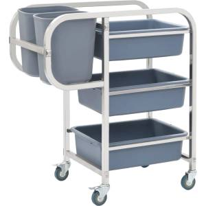 vidaXL Кухненска количка с пластмасови контейнери, 82x43, 5x93 см (50918)