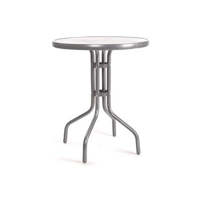 Stôl Happy Green 50XG4027S, kovový se skleněnou deskou pr. 60 cm, stříbrný