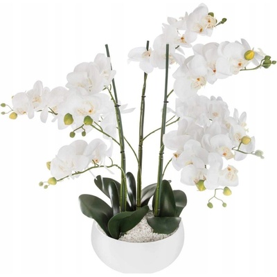 Atmosphera Umělá rostlina, umělá orchidej, bílý květináč, 65 cm